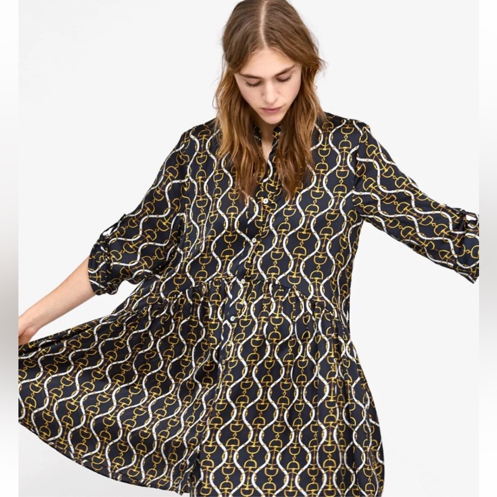 NWT NEW! ZARA Chain Print Dress! Sz Xsmall Maxi Midi Mini Shirt Skirt Pants Top